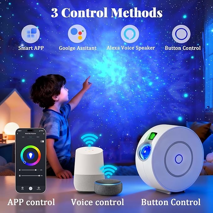 LIUYANG Galaxy Projector for Bedroom, Voice Control Star Projector with Nebula, Night Light for Kids Adults Room Decor Home Party Bar, Compatible with Alexa & Google Home Birthday Valentines Day Gifts