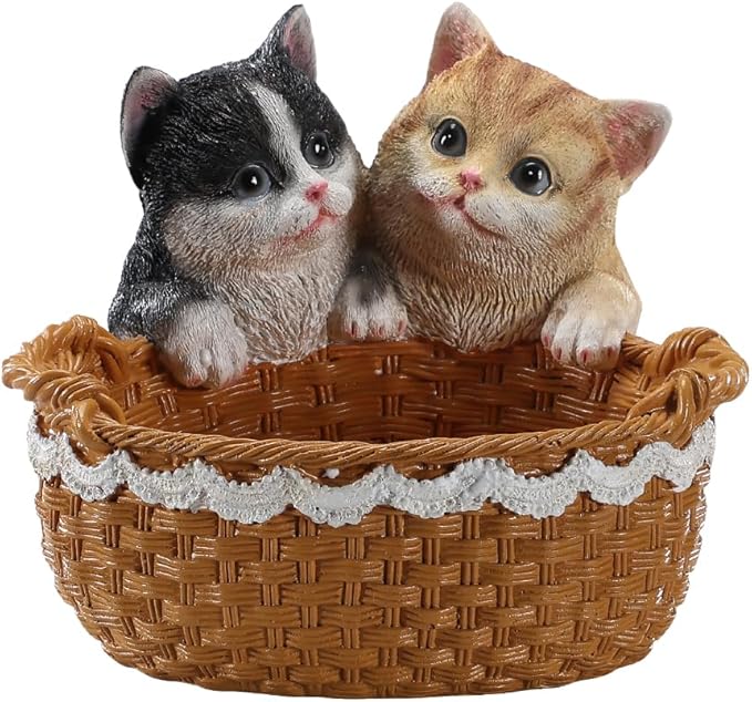 Cat Resin Storage Basket, Desktop Organizer for Remote & Keys, Cute Home Decor Tray, Ideal present for Pet Lovers.(Two British Shorthair cats)