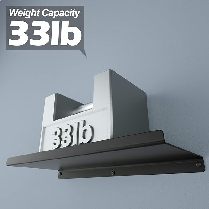 SRIWATANA Black Floating Shelves, Metal Wall Shelves Set of 3 for Bedroom, Living Room, Bathroom, Kitchen, Matte Black