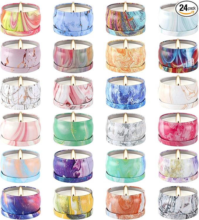 WPONSZU Scented Candles Gifts Set 24 Pack Soy Wax Travel Tin Jar Candles for Home 2.5 OZ jar Candles for Mom for Christmas, Birthday, Thanksgiving, Mother's Day