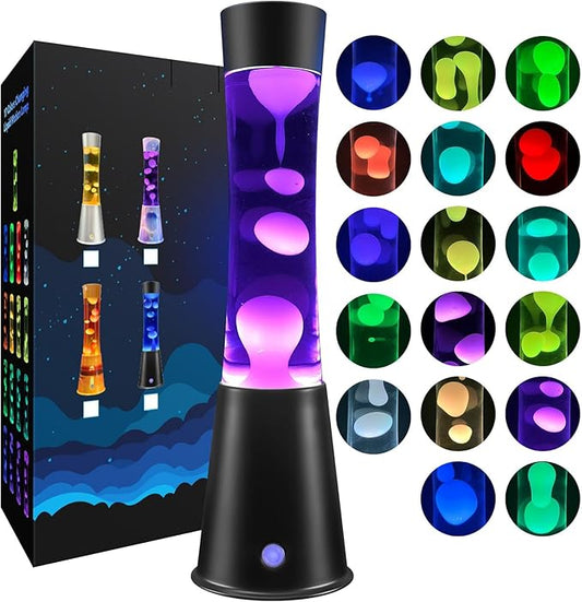 17-Color Changing Liquid Motion Lamp with Remote & Auto Shut-off, Soothing Mood Lamp for Bedroom, Office & Home Decor, 15.5 Inch Large LED Night Light, Unique Gift for Kids,Valentines, Teens & Adults
