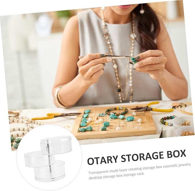 LIFKOME Simple Jewelry Holder Rotating Storage Box Capacity Desktop Organizer Makeup Box
