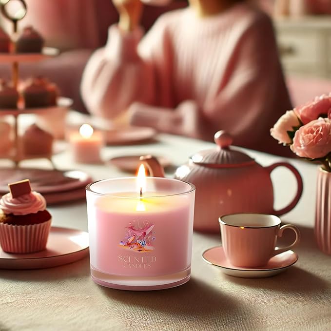CHILLFLAME Scented Candles Gifts for Women, Candle Gift Set for Her, 6 Pink Ocean Candles, Birthday Gifts for Women/Men (Pink, 14 oz)