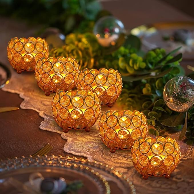8PCS Gold Votive Candle Holders for Table Tenterpiece,Crystal Bowl Tealight Holder for Wedding Valentines Day Party Easter Gift