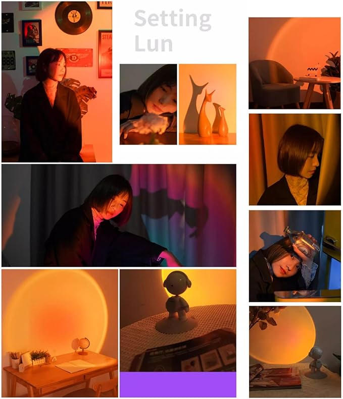 Sunset lamp Projector Sunset lamp Rechargeable Sunset Atmosphere Lamp, Photography Fill Light, Soft Bedside Lamp for Bedroom /339