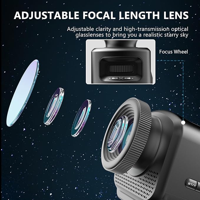 Planetarium 3D Galaxy Projector, Built-in 60 Scene Modes, with Bluetooth Speaker & Remote Control, Star Projector Light for Living Room Bedroom, forr Gifts for Kids, Adult（Telescope Black）