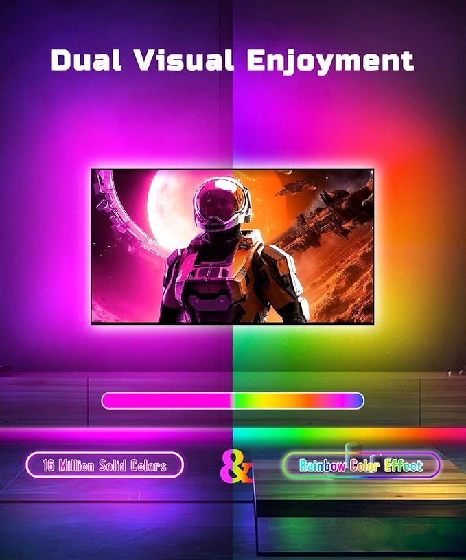 TV LED Backlight, 23ft TV LED Lights for 75-100 inch,RGB TV Backlight Behind,USB Strip Lights Behind TV, Color Changing Sync with Music, Bluetooth App Controlled Led Lights for Bedroom Home Decor