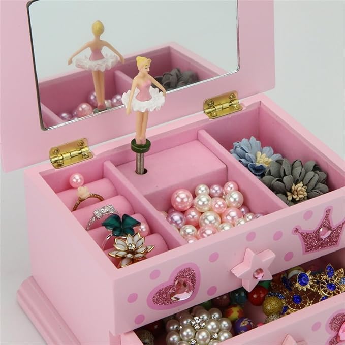 Makeup Organizer Jewelry Organizer Necklace Ring Earring Organizer Double Layer Princess Hairpin Jewelry Box Music Multi-Layer Jewelry Box Storage Box