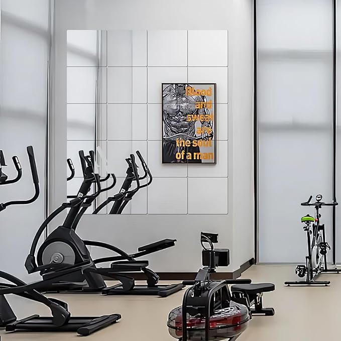 16 Pack 14x12 Inch Shatterproof Acrylic Mirror Tiles for Wall – Self-Adhesive, Unbreakable Mirror for Kids, Toddler, Bedroom, Bathroom & Home Gym, Safe & Durable Wall Mirrors