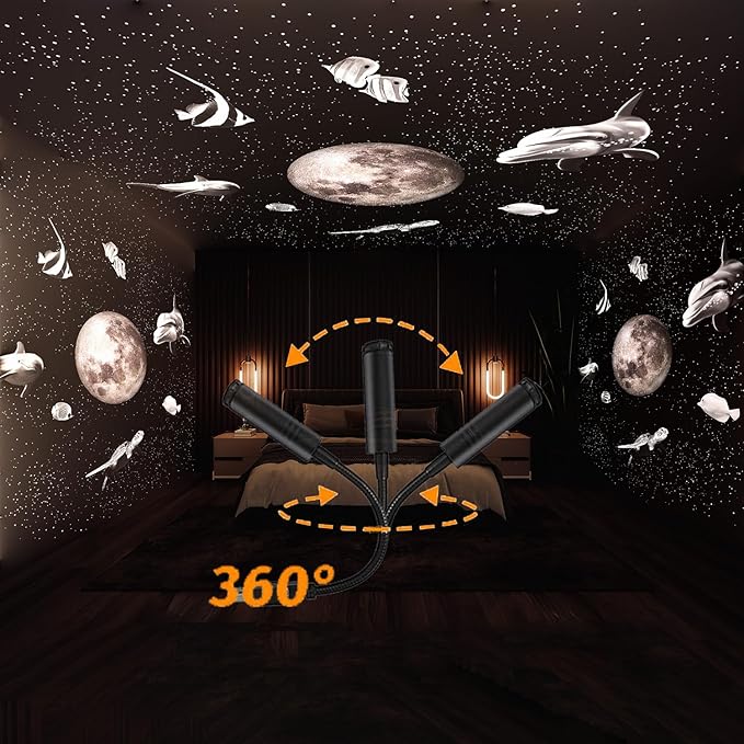 HD Moon Projector Shooting Star Manual Focus,Romantic LED Night Light Bedroom Atmosphere Projection Decoration