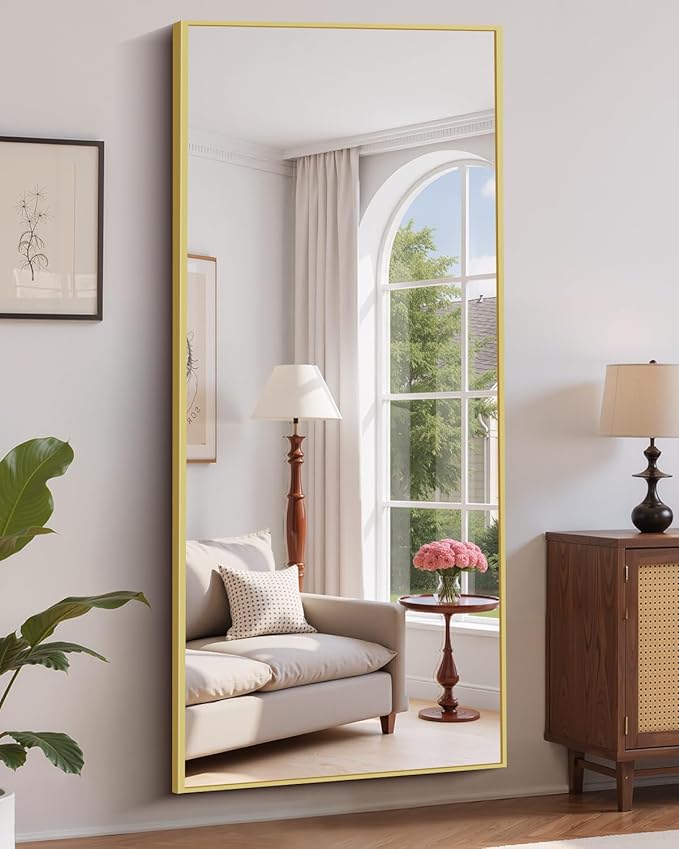 71"x30" Floor Mirror Full Length - Standing Mirror with Aluminum Alloy Frame, Large Body Mirror for Bedroom, Living Room, Wall Mounted or Leaning