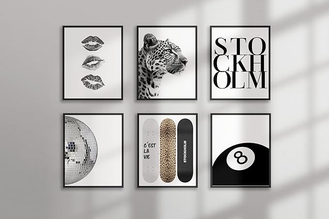 TwoDays Stockholm Style Room Decor for Women, Chic Trendy Wall Art for Living Room Aesthetic, Luxury Fashion Posters for Home Bedroom Apartment Dorm (8" X 10", Set of 6, UNFRAMED)