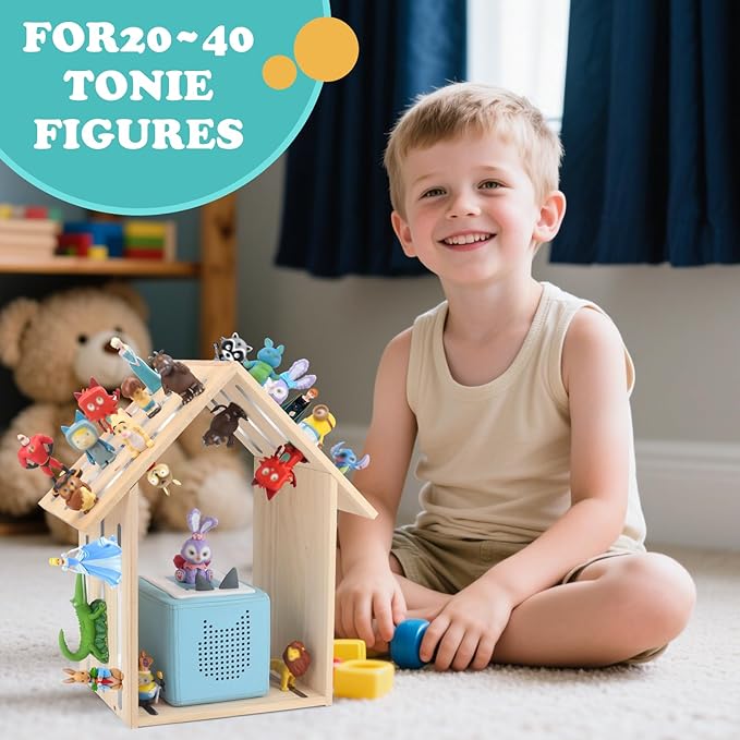 for Tonies Box Shelf Magnetic Storage Shelf, Large Size House for TonieBox 1/2 Player Tonies Figures Characters for Children Room, Wall-Mounted and Desktop Placement