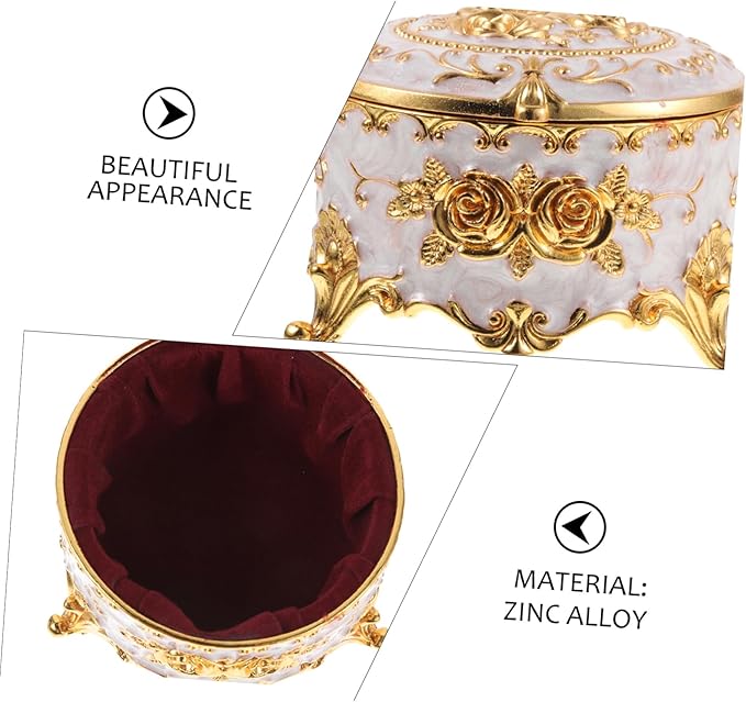 Retro High-grade Wear-resistant Alloy Jewelry Storage Box with Embossed Enamel Design Vintage Style Necklace Organizer for Cosmetics and Accessories
