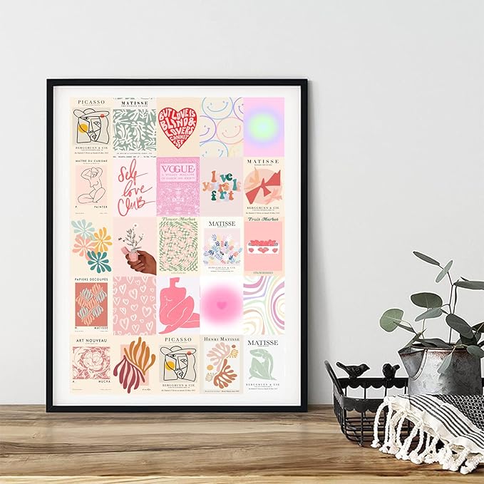 KBKBART 70pcs Danish Pastel Wall Collage Kit Aesthetic Pictures, Cute Danish Pastel Posters Matisse Wall Art Prints Preppy Room Decor 4"x6" for Teens Girls Women Dorm Bedroom
