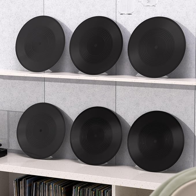 Facmogu 6PCS 12 Inch Blank Vinyl Records, Fake Record Vintage Decoration, Faux Blank Vinyl Records for Wall Aesthetic, Retro Record for Music Party Home Studio Room Display Decor DIY Project