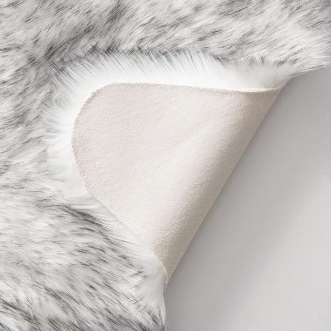 MIULEE Luxury Super Soft Fluffy Area Rug Faux Fur Sheepskin Rug Decorative Plush Shaggy Carpet for Bedside Sofa Floor Nursery 2 x 6 Feet, Gradient Grey