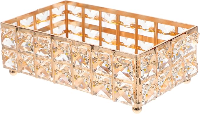 Alipis European Style Gold Perfume Tray and Lipstick Organizer, Crystal Desktop Makeup Storage Tray for Vanity and Dresser, Decorative Makeup Organizer for Women’s Bedroom and Bathroom