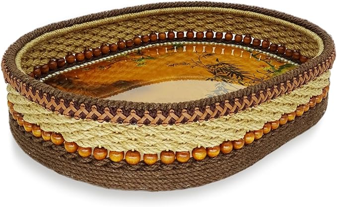Zenpeace Wicker Basket, Suitable For Hand-Woven Basket Rectangular Storage Basket with A Handle, for Organizing and Decorating Projects, Storage Clothes and Various Items