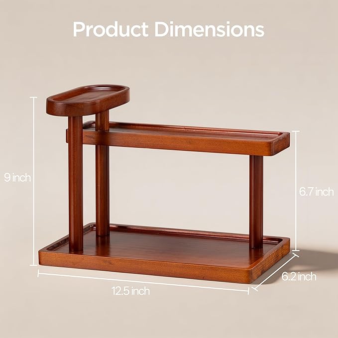 HBlife Cologne Organizer for Men, 12.5 Inch Cologne Stand for Men, Wooden Perfume Rack Display Shelf, 3-Tier Perfume Stand Organizer for Bedroom, Bathroom and Vanity, Ideal for Makeup Storage, Brown