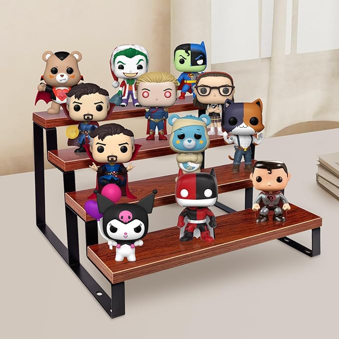 Wood Cologne Organizer for Men (Walnut Color),4 Tier Perfume Stand for Dresser Waterproof Cologne Stand with Anti-Slip pads for Party,Makeup,Figures,Cupcake,Perfume,Display Risers Stand Organizer