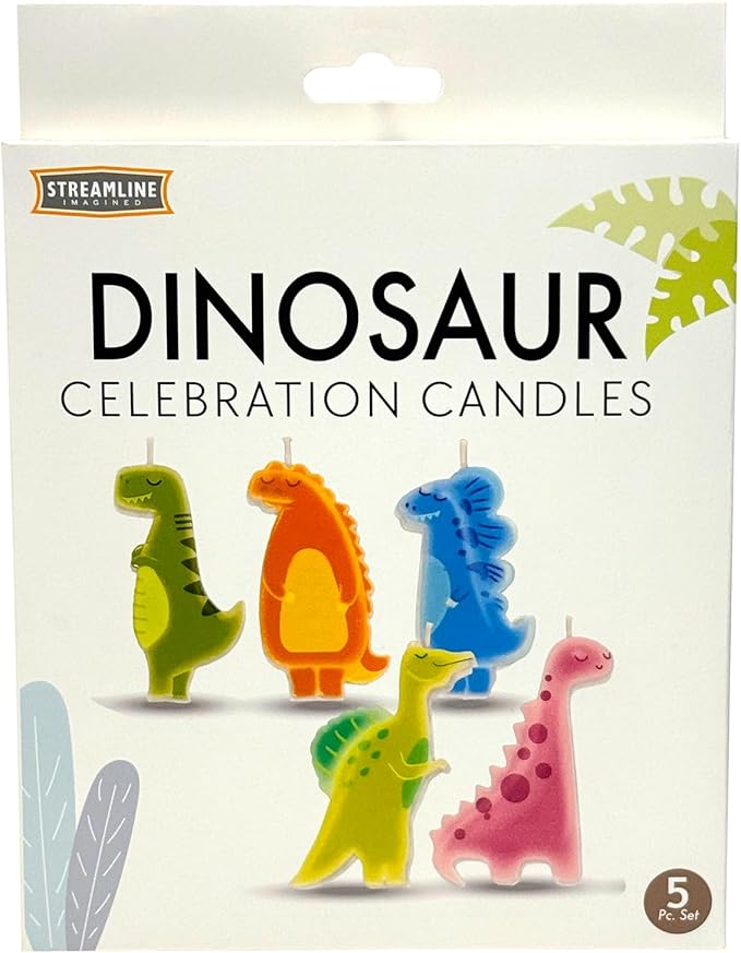 Streamline Imagined Decorative Birthday Candles - Dinosaur (5 Candle Pack)