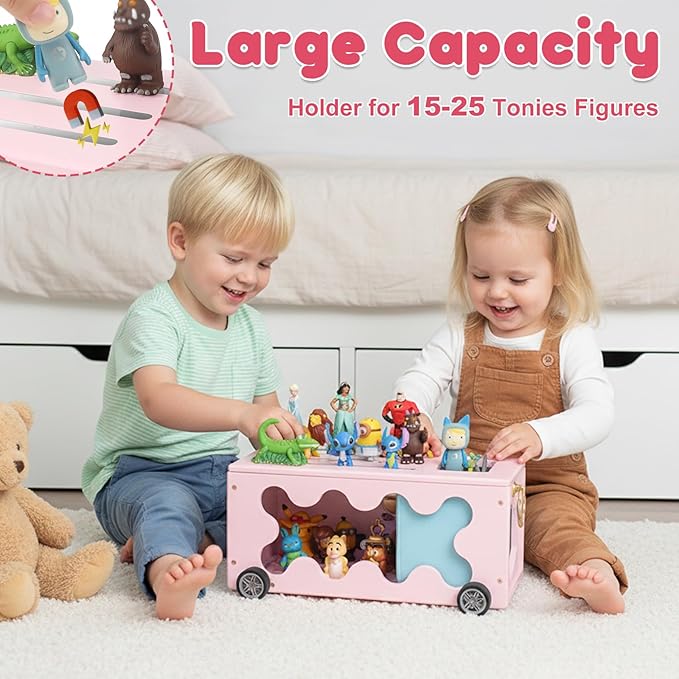 for Tonies Box Organizer Shelf Storage, Treasure Chest Cart for Tonie Shelf Magnetic, Compatible with Tonie box 1/2 Player Tonies Figures Characters for Children, Display Collection 20~30 Characters