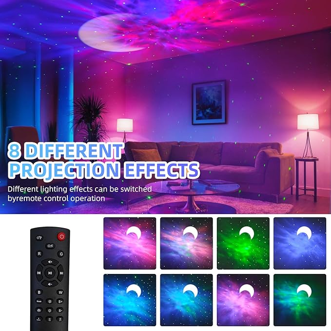 Galaxy Projector Night Light,Bedroom Decoration, LED Lights,Star Projector with Nebula Moon, Bluetooth, White Noise, Remote Control,Gift idea for Boys
