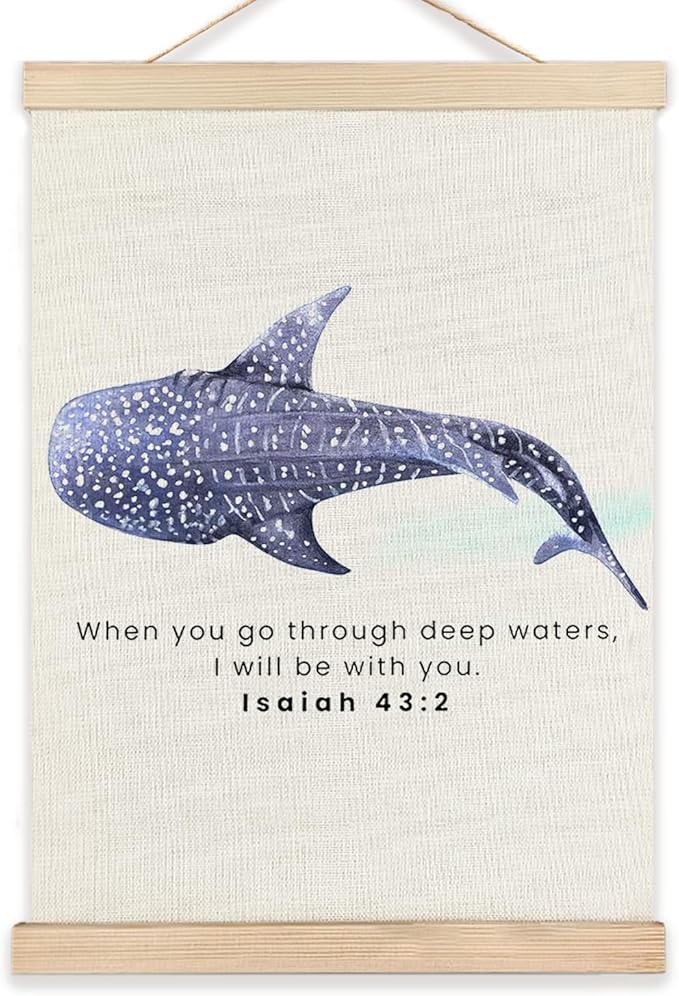 RYYCDOI Whale Shark Wall Decor, Christian Bible Verses Wall Decor for Droom Room Bathroom Nursery, 16x24 Inches