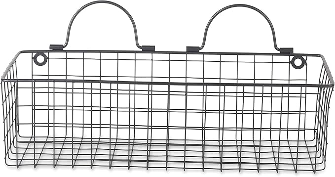 DII Farmhouse Vintage Décor, Wire Wall Basket, Assorted, Black, 2 Piece (Pack of 2)