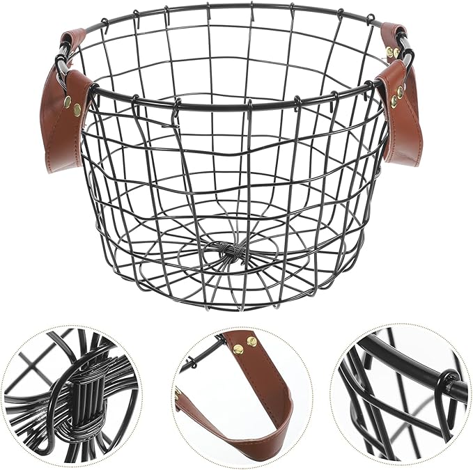 Uonlytech Portable Metal Wire Firewood Storage Basket with Handle Round Outdoor Firewood Organizer for Camping and Indoor Use Large Capacity Multi-purpose Iron Basket for Logs and Sundries