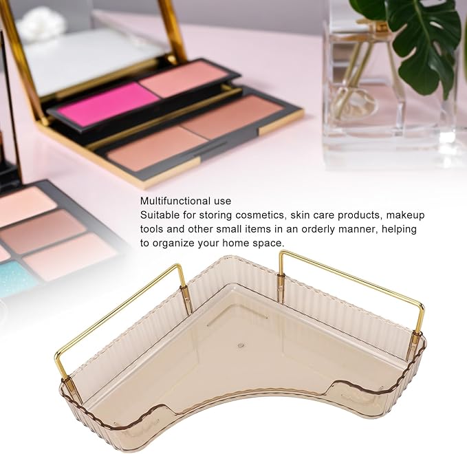 HERCHR 2-Tier Corner Bathroom Counter Organizer, Countertop Perfume Tray and Vanity Organizer, Makeup Cosmetic Storage, Skincare Storage Tray for Vanity Organizer, Corner Storage Organizers(#2)
