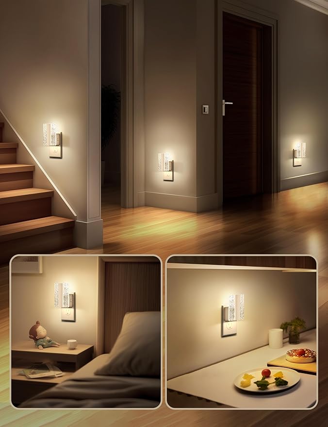 DORESshop LED Night Lights Plug Into Wall, Mordern Night Light with Dusk-to-Dawn Sensor, Dimmable Decorative Nightlights, Adjustable Brightness Night-Lights for Bathroom, Hallway, Bedroom,Stairway