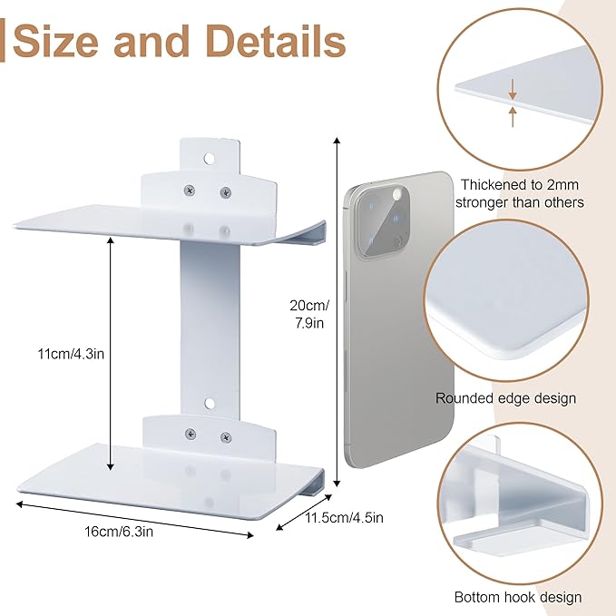 Cozcty Invisible Book Shelf Floating, 6-Tier White Floating Shelves for Wall, Heavy Duty Metal Book Organizer Holders Vertical Hanging Space-Saving for Bedroom Office Room