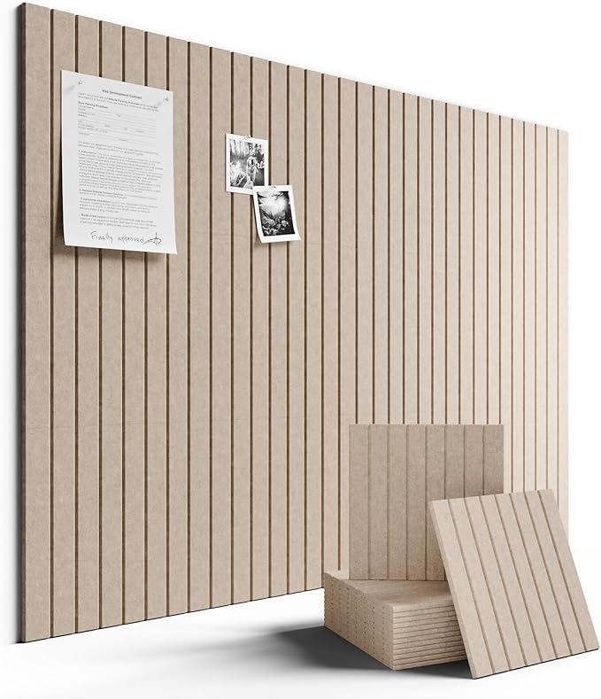 Large Felt Bulletin Board 48" x 36" Cork Board Alternative-12 Pack with 70 Safe Removable Adhesive Tabs, Cork Boards for Walls Cork Board for Home Office Classroom Pin Board-Taupe