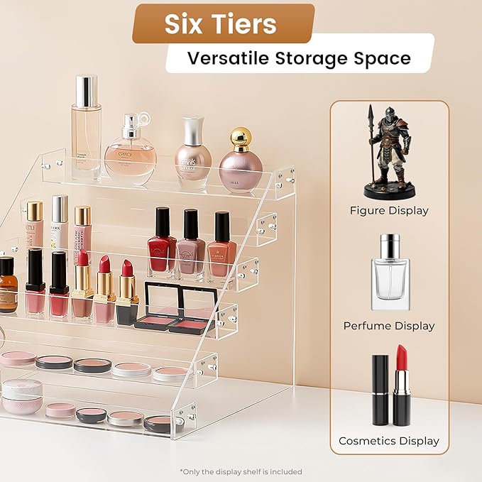 Perfume Organizer, 4 Tier Acrylic Display Shelf Risers Display Stands Perfume Stand Makeup Organizer Cupcake Stand Sticker Display Card Stands For Perfumes Cosmetics Jewelry Toys Display
