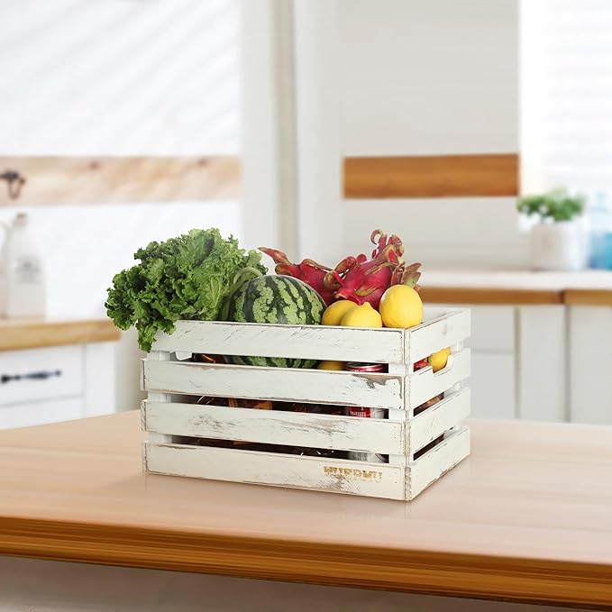 White Wooden Crates are Suitable for Storage, Milk Crates, Wine Crates, Festival Decorations, Camping, and Other Multi-Purpose. They are Sturdy and Durable, set of 2 Length of 17.7 inches.