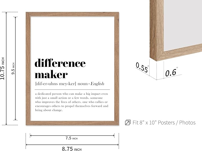 Poster Master Typography Poster - Dictionary Print - Definition of Difference Maker, Book Page - Gift for Teacher, Mentor, Friend - Wall Decor for Home, Classroom, Office, 8x10 Beige Framed