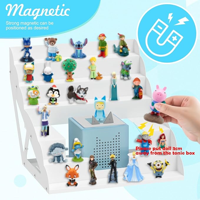 for Tonie Shelf Magnetic, Tonies Storage for Tonie Figures, 30-50 Characters and Toniebox for Girls and Boys in White