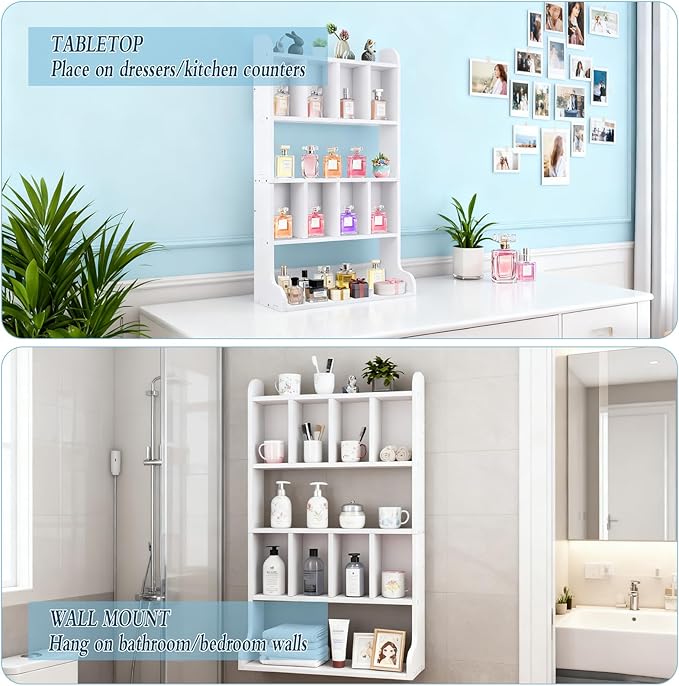 Perfume Organizer Display Case Multi-Tier Trinket Display Shelf for Perfume Crystal Storage Fragrances Collectibles Figures Miniatures Cosmetics Shot Glasses