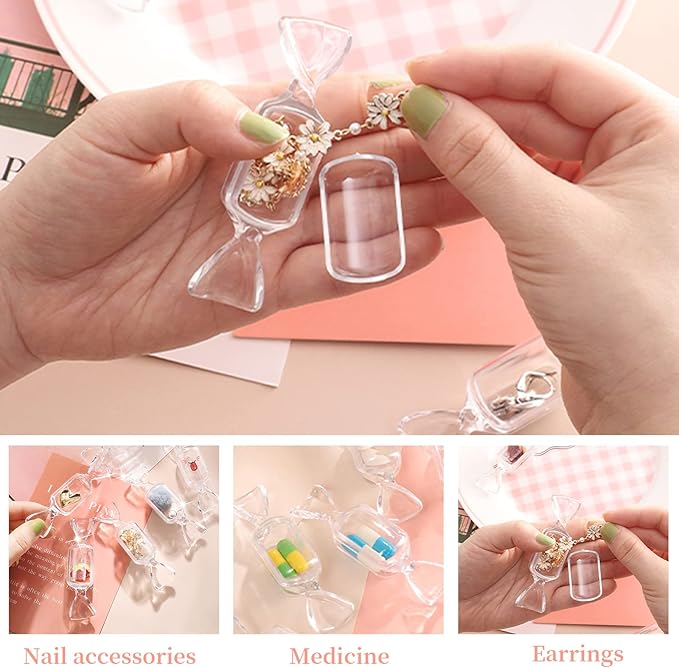 Candy Shaped Storage Box- 10 Pcs Mini Candy Shape Clear Jewelry Storage Case Transparent MakeUp Earrings Travel Storage Container Organizer