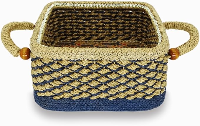 Zenpeace Wicker Small Basket, Suitable For Hand-Woven Basket with Handle，Organizing and Decorating Projects, Clothes and Various Items