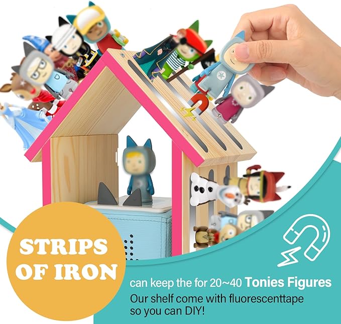 for Tonies Box Shelf Magnetic House Storage Shelf, Compatible with Tonie Box 1/2 Player Character Tonies Figures Characters for Children Room, Wall-Mounted and Desktop Placement