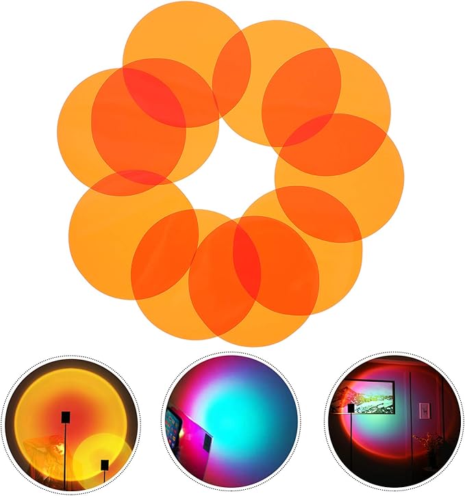 SOLUSTRE Sunset Ambient Light Film 2.6 Inch Transparent Orange Filter Sheet for Atmosphere Lighting and Multi-Color Sunset Lamp Effects