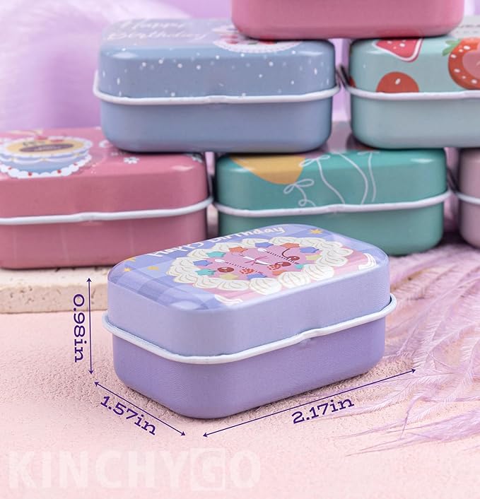 8 Pack Mini Iron Tin Box Decorative Boxes Container for Small Items Storage (Random Pattern)
