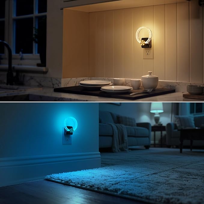DORESshop Night Lights Plug into Wall, LED Night Light Color Changing RGB with Dusk-to-Dawn Sensor, Adjustable Brightness, Dimmable Nightlights for Hallway, Bedroom, Kids Room, Room Decor