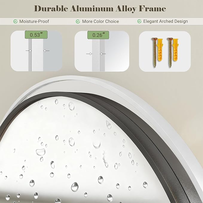 Full Length Mirror - 57" x 20" Arched Floor Mirror/Wall Mounted Aluminum Alloy Frame Full Body Mirrors for Bathroom Living Room Bedroom and Entryway, White