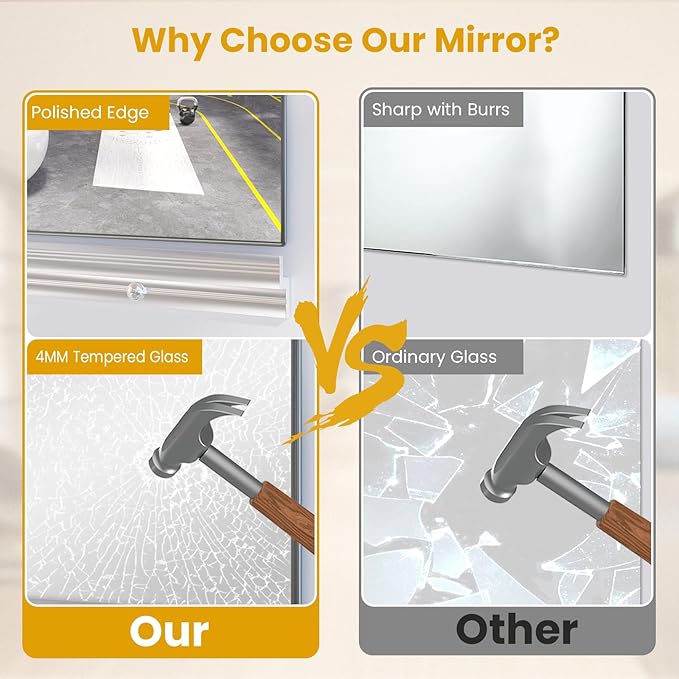 56X16 3Pack Large Home Gym Mirror, Frameless Tempered Glass Dance Wall Mounted Mirror for Home, Yoga, Dancing, Studio, Living Room