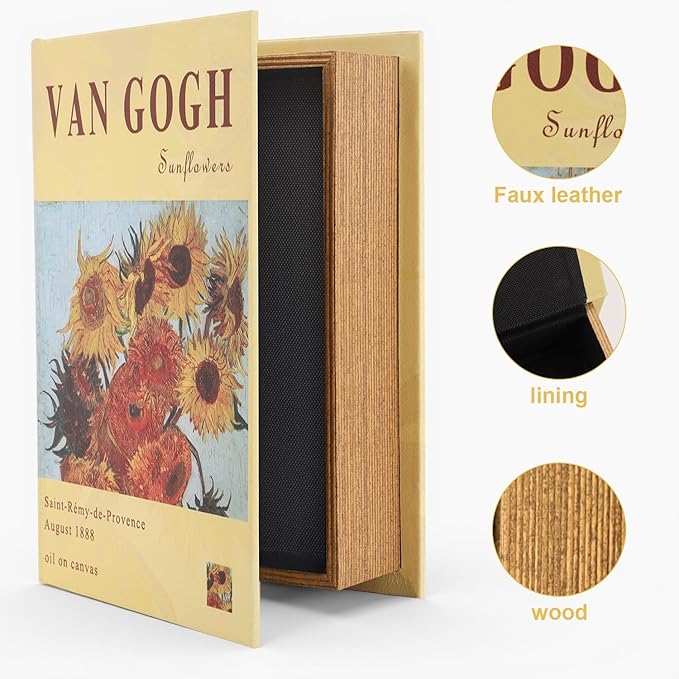 Decorative Books Storage Box Leather & Wood Decor Aesthetic Home Decor for Coffee Tables Bedside Tables Bookshelves Secret Storage for Jewelry,Keys Data cables,photos,souvenirs,set of 2