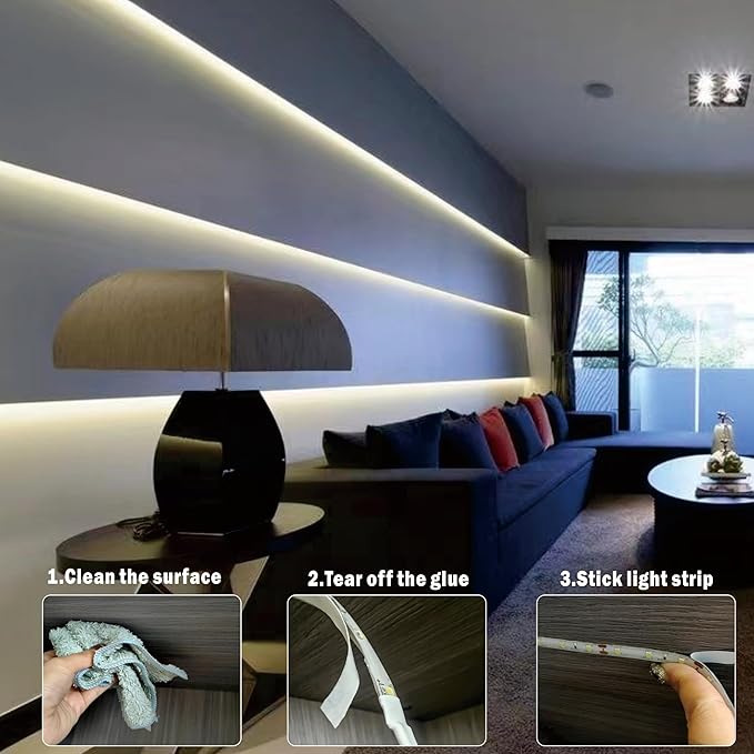 16.4FT Bright White LED Strip Lights, Cool White 300 LEDs 6500K Waterproof Light Strip LED Lights for Bedroom, Kitchen Cabinets, Living Room, ETL Adapter Included(6500K Bright White, 16.4FT)